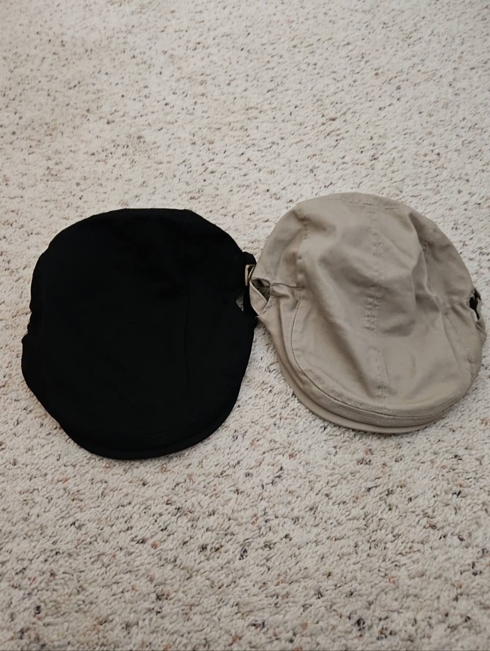 Pageboy Cap Unbranded  Buckles Adjustable Hat One Size Black Tan Lot Of 2